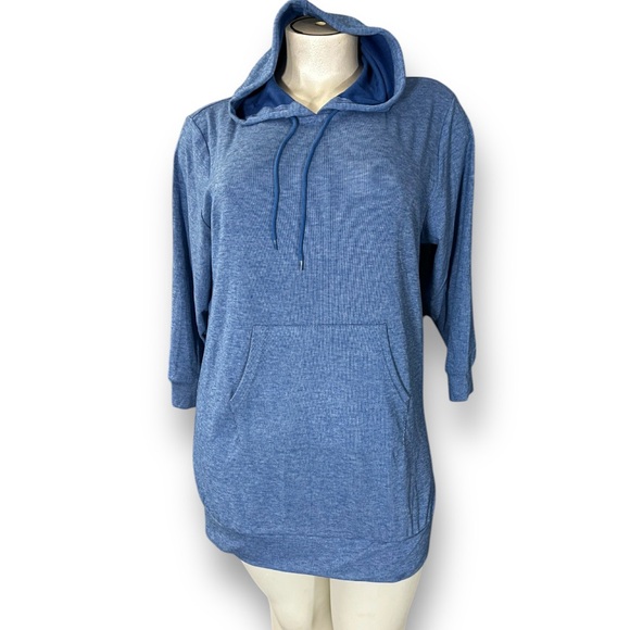 WHITE MARK Blue Longline Hoodie Pullover Hooded Sweater Dress Plus 2X - Picture 3 of 9